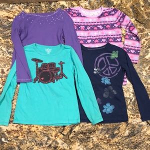 Girls size 6- 4 piece set long sleeve shirts